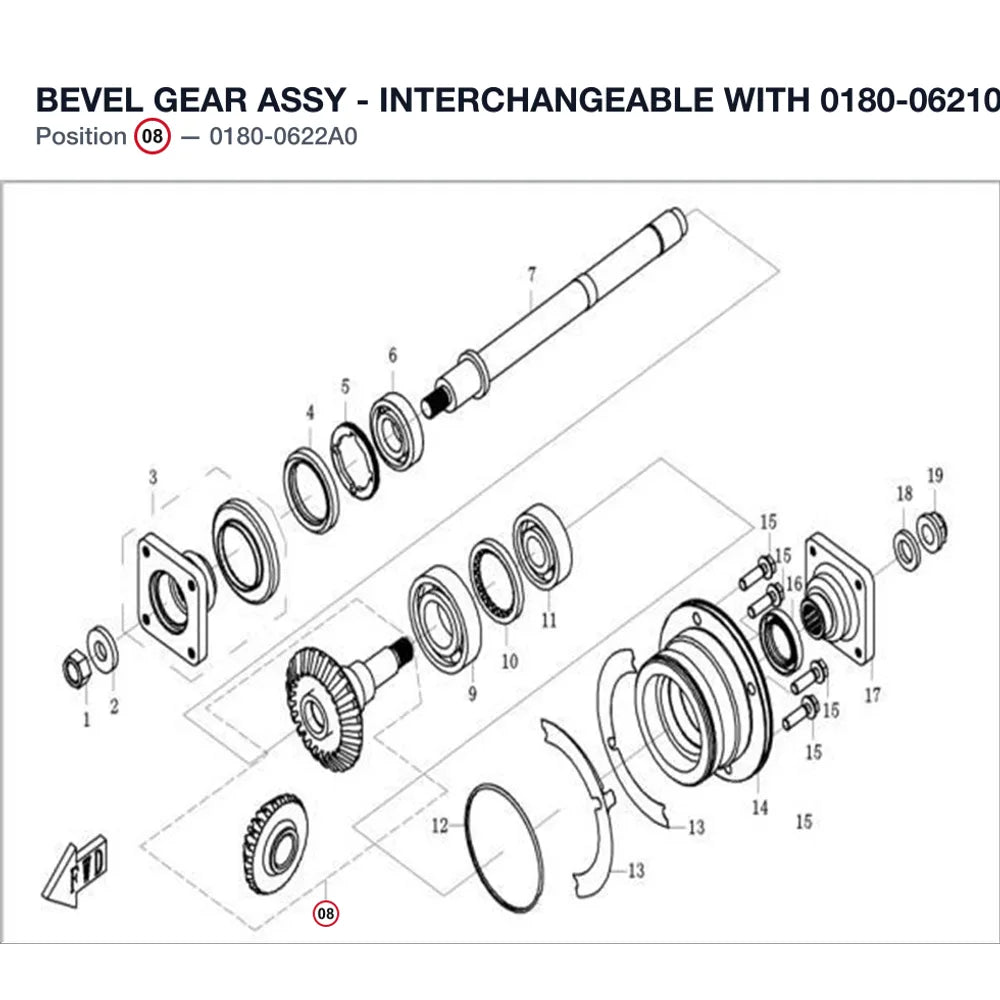 BEVEL GEAR ASSY - INTERCHANGEABLE WITH  0180-062106 product image