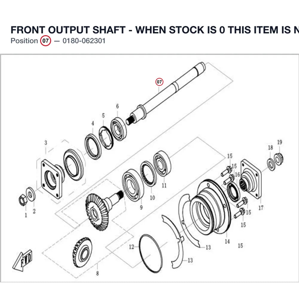 FRONT OUTPUT SHAFT - WHEN STOCK IS 0 THIS ITEM IS NO LONGER AVAILABLE product image