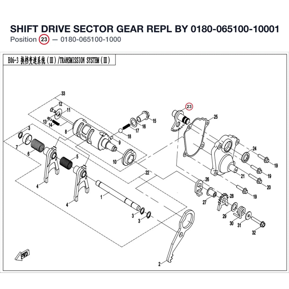 SHIFT DRIVE SECTOR GEAR REPL BY 0180-065100-10001 product image