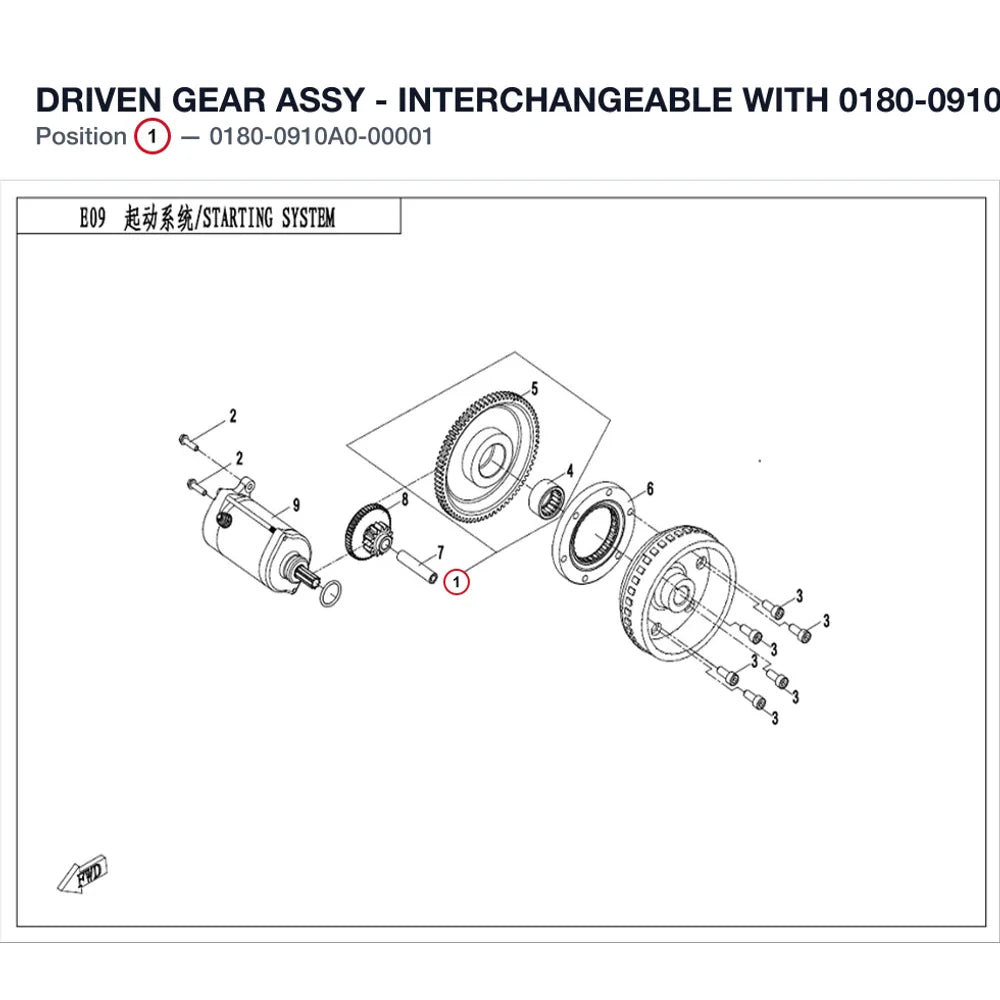 DRIVEN GEAR ASSY - INTERCHANGEABLE WITH 0180-0910A0 product image