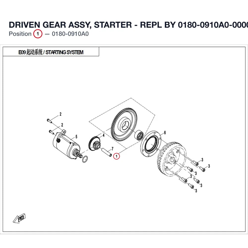 DRIVEN GEAR ASSY, STARTER - REPL BY 0180-0910A0-00001 product image