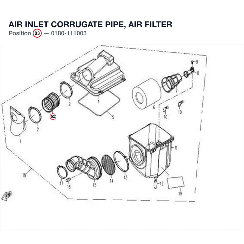 AIR INLET CORRUGATE PIPE, AIR FILTER product image