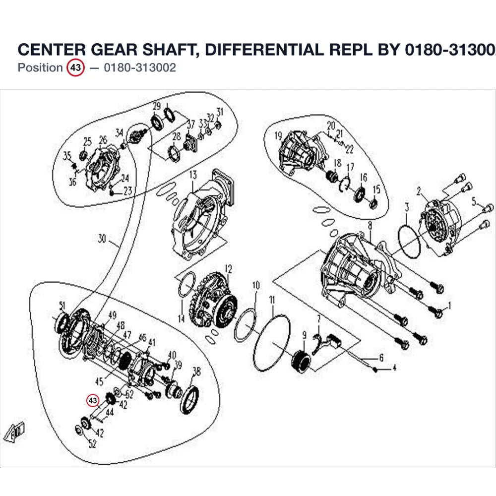 CENTER GEAR SHAFT, DIFFERENTIAL REPL BY 0180-313002-10000 product image