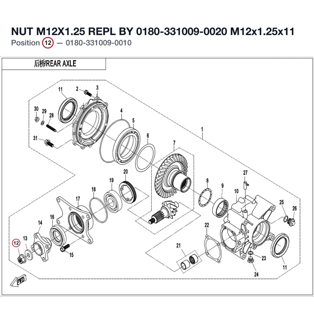 NUT M12X1.25 REPL BY 0180-331009-0020 product image