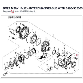 BOLT M20x1.5x12 - INTERCHANGEABLE WITH 0180-332003-0030 product image