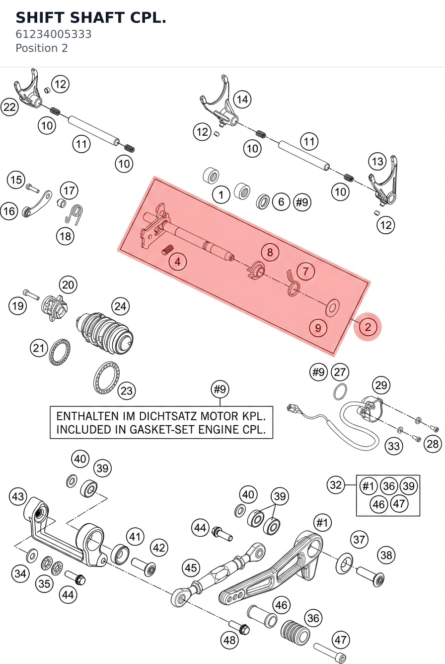 Diagram preview: SHIFT SHAFT CPL. (61234005333)