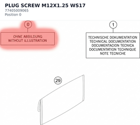 Diagram preview: PLUG SCREW M12X1.25 WS17 (77405009065)