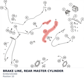 Diagram preview: BRAKE LINE, REAR MASTER CYLINDER (61942101000)