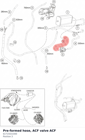 Diagram preview: Pre-formed hose, ACF valve   ACF (61715021000)