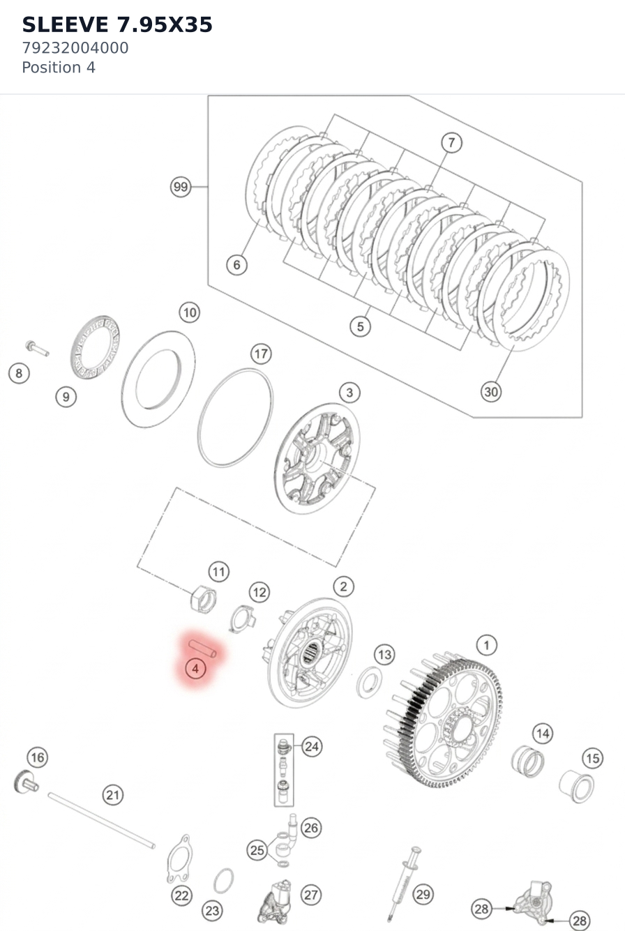 Diagram preview: SLEEVE 7.95X35 (79232004000)