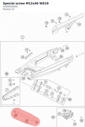 Diagram preview: Special screw M12x40 WS19 (76504038000)
