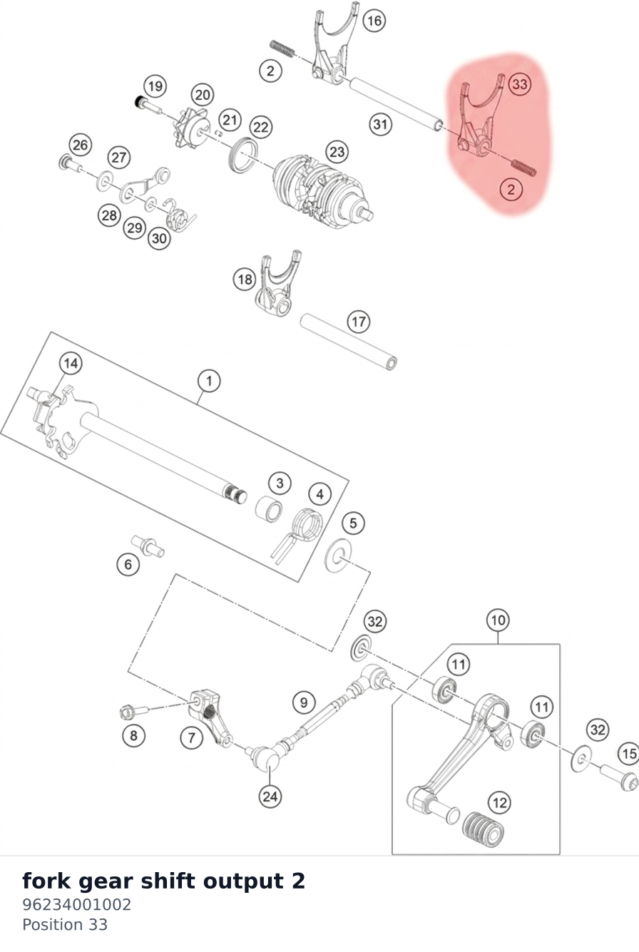 Diagram preview: fork gear shift output 2 (96234001002)