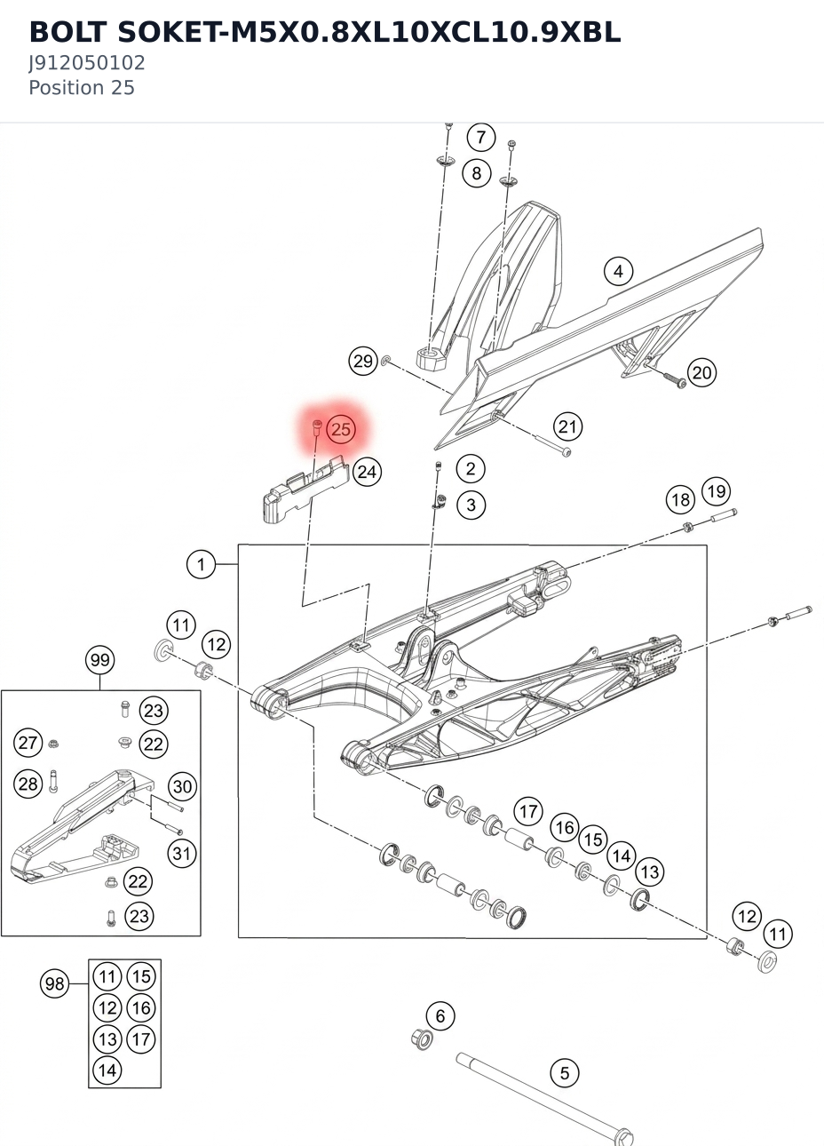 Diagram preview: BOLT SOKET-M5X0.8XL10XCL10.9XBL (J912050102)
