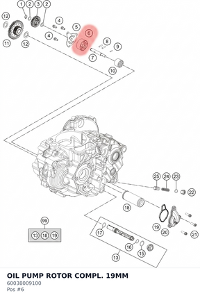 Diagram preview: OIL PUMP ROTOR COMPL. 19MM (60038009100)