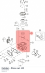 Diagram preview: Cylinder + Piston cpl. 125 (50530038000)