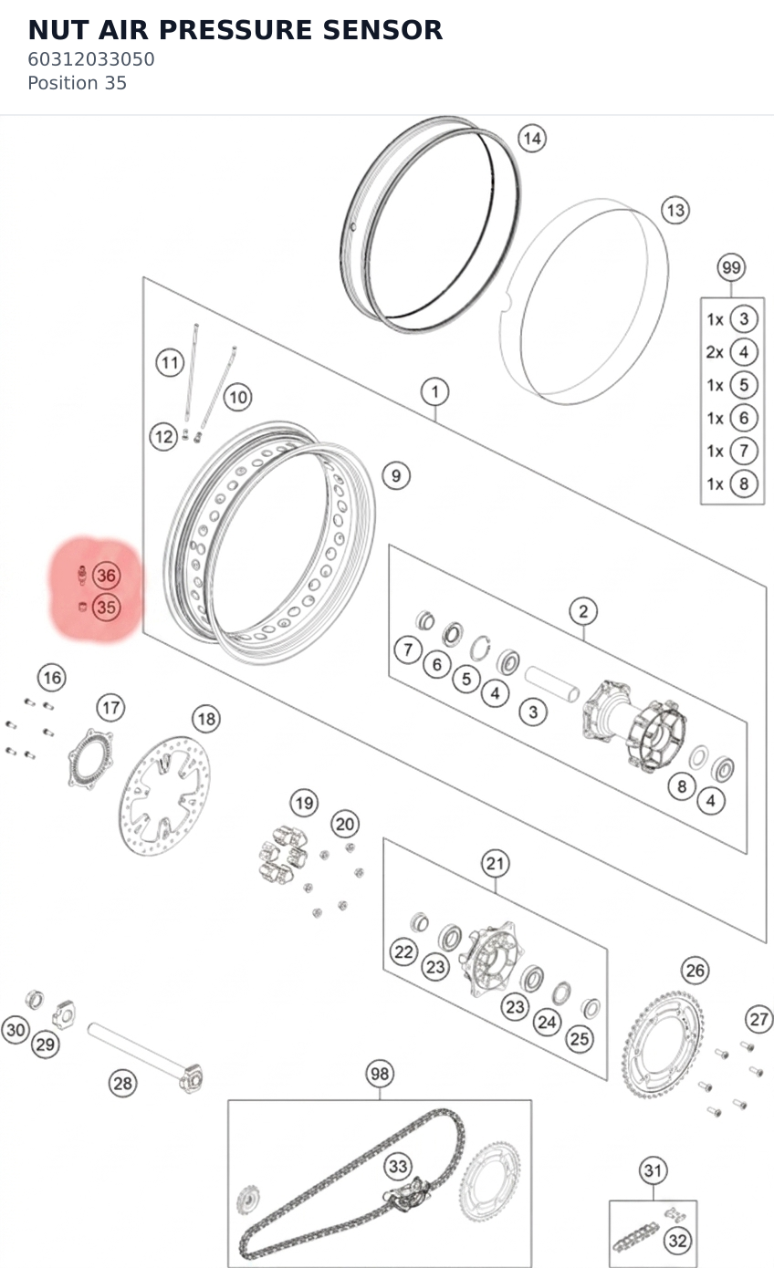 Diagram preview: NUT AIR PRESSURE SENSOR (60312033050)