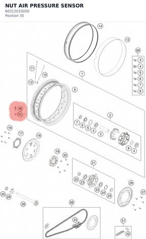 Diagram preview: NUT AIR PRESSURE SENSOR (60312033050)