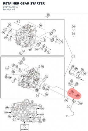 Diagram preview: RETAINER GEAR STARTER (96340020010)