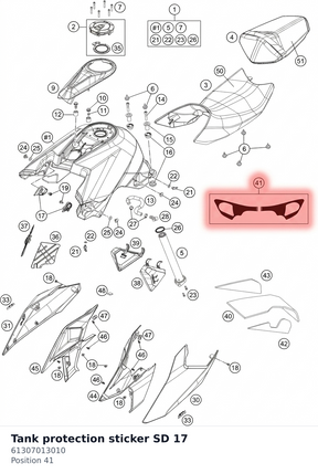 Diagram preview: Tank protection sticker SD 17 (61307013010)