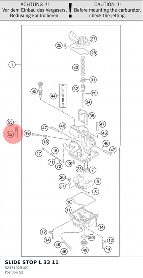 Diagram preview: SLIDE STOP L 33             11 (52331029100)