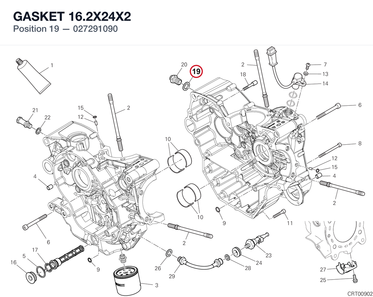 GASKET 16.2X24X2 027291090 diagram position