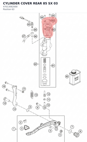 Diagram preview: CYLINDER COVER REAR 85 SX 03 (47013062000)