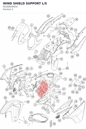 Diagram preview: WIND SHIELD SUPPORT L/S (60308008050)