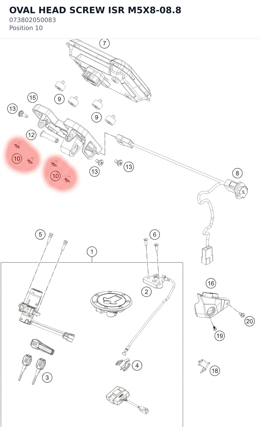 Diagram preview: OVAL HEAD SCREW ISR M5X8-08.8 (073802050083)