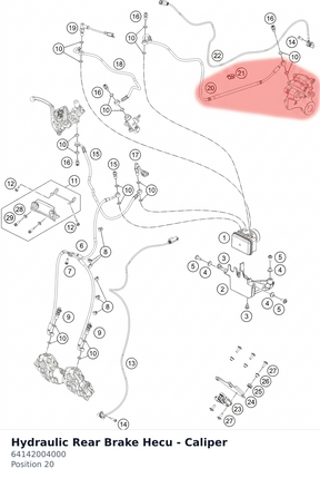 Diagram preview: Hydraulic Rear Brake Hecu - Caliper (64142004000)