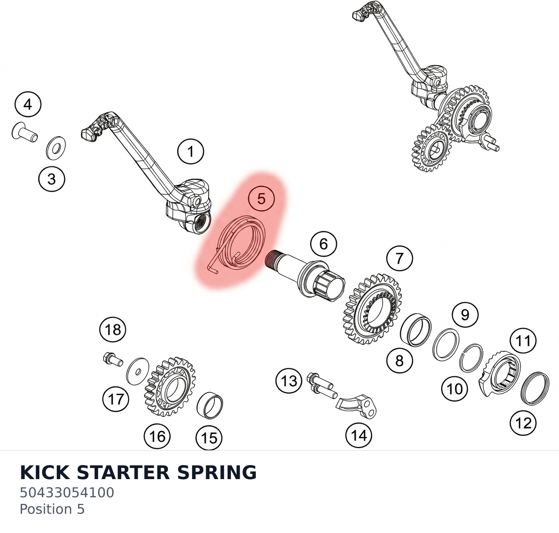 Diagram preview: KICK STARTER SPRING (50433054100)