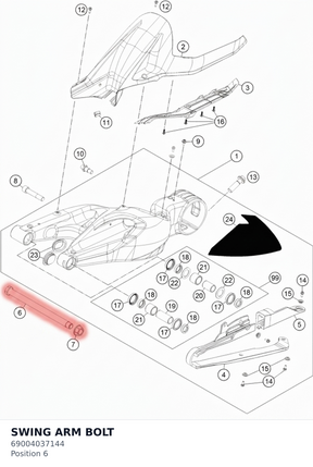 Diagram preview: SWING ARM BOLT (69004037144)