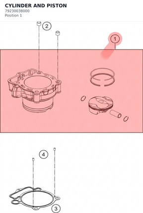 Diagram preview: CYLINDER AND PISTON (79230038000)