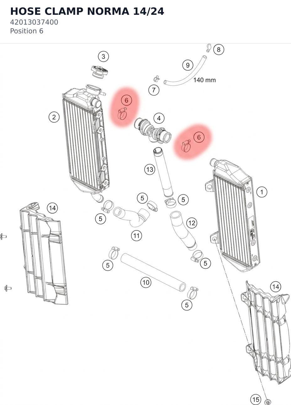 Diagram preview: HOSE CLAMP NORMA 14/24 (42013037400)