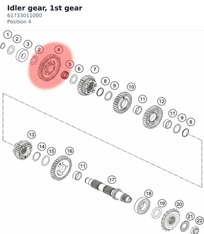 Diagram preview: Idler gear, 1st gear (61733011000)