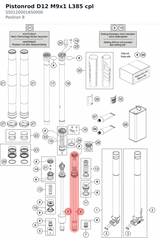 Diagram preview: Pistonrod D12 M9x1 L385 cpl (S501200016S0000)