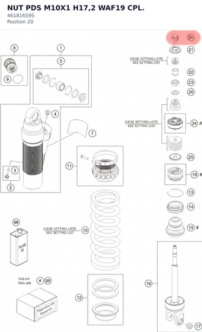 Diagram preview: NUT PDS M10X1 H17,2 WAF19 CPL. (46181659S)