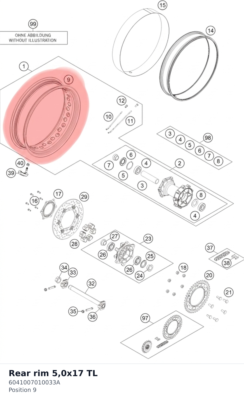 Diagram preview: Rear rim 5,0x17  TL (6041007010033A)