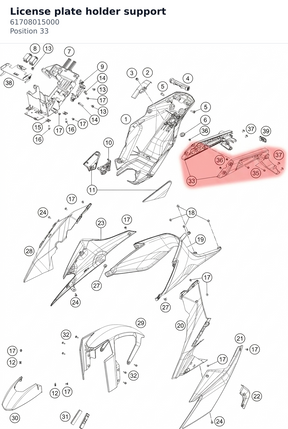 Diagram preview: License plate holder support (61708015000)