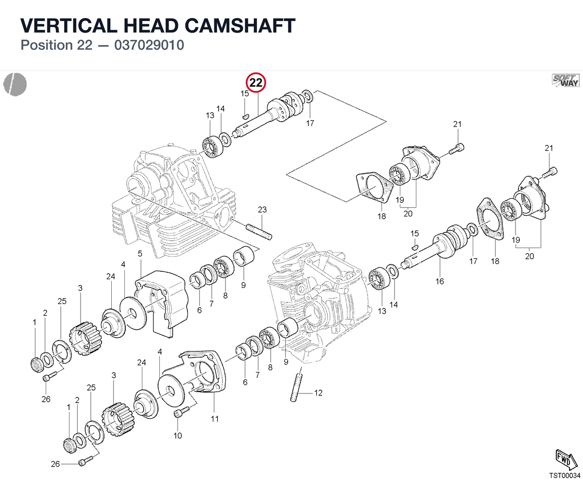 VERTICAL HEAD CAMSHAFT