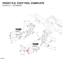 FRONT R.H. FOOT PEG, COMPLETE 037069955 diagram position