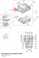 Diagram preview: HH collar screw M8x35 TX40 (C0000250803500)