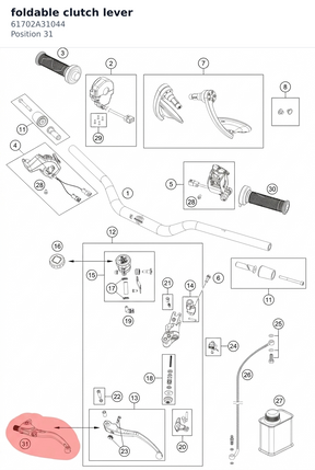 Diagram preview: foldable clutch lever (61702A31044)