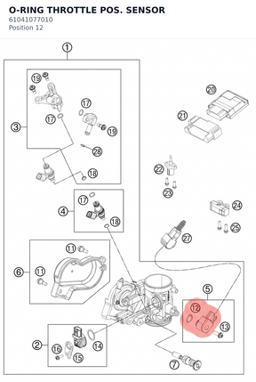 Diagram preview: O-RING THROTTLE POS. SENSOR (61041077010)