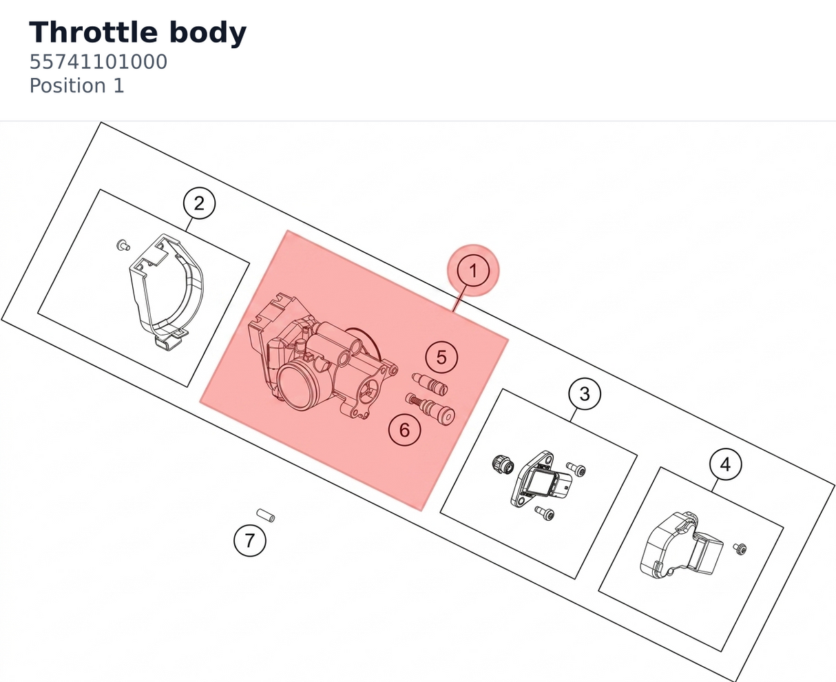 Diagram preview: Throttle body (55741101000)