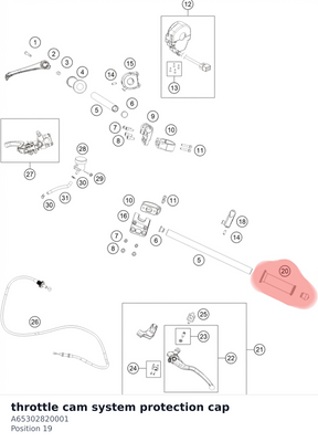 Diagram preview: throttle cam system protection cap (A65302820001)