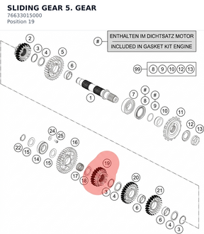 Diagram preview: SLIDING GEAR 5. GEAR (76633015000)