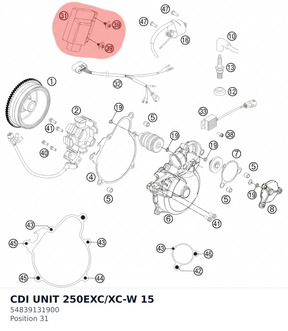Diagram preview: CDI UNIT 250EXC/XC-W 15 (54839131900)