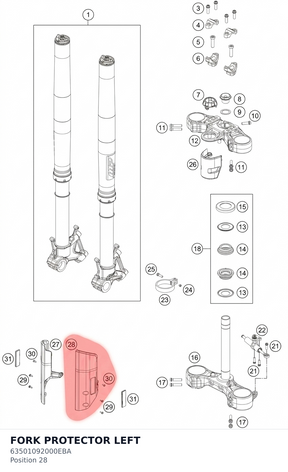 Diagram preview: FORK PROTECTOR LEFT (63501092000EBA)