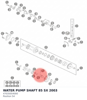 Diagram preview: WATER PUMP SHAFT 85 SX    2003 (47035054000)