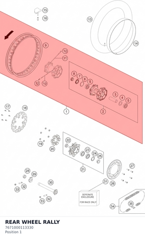 Diagram preview: REAR WHEEL RALLY (7671000113330)